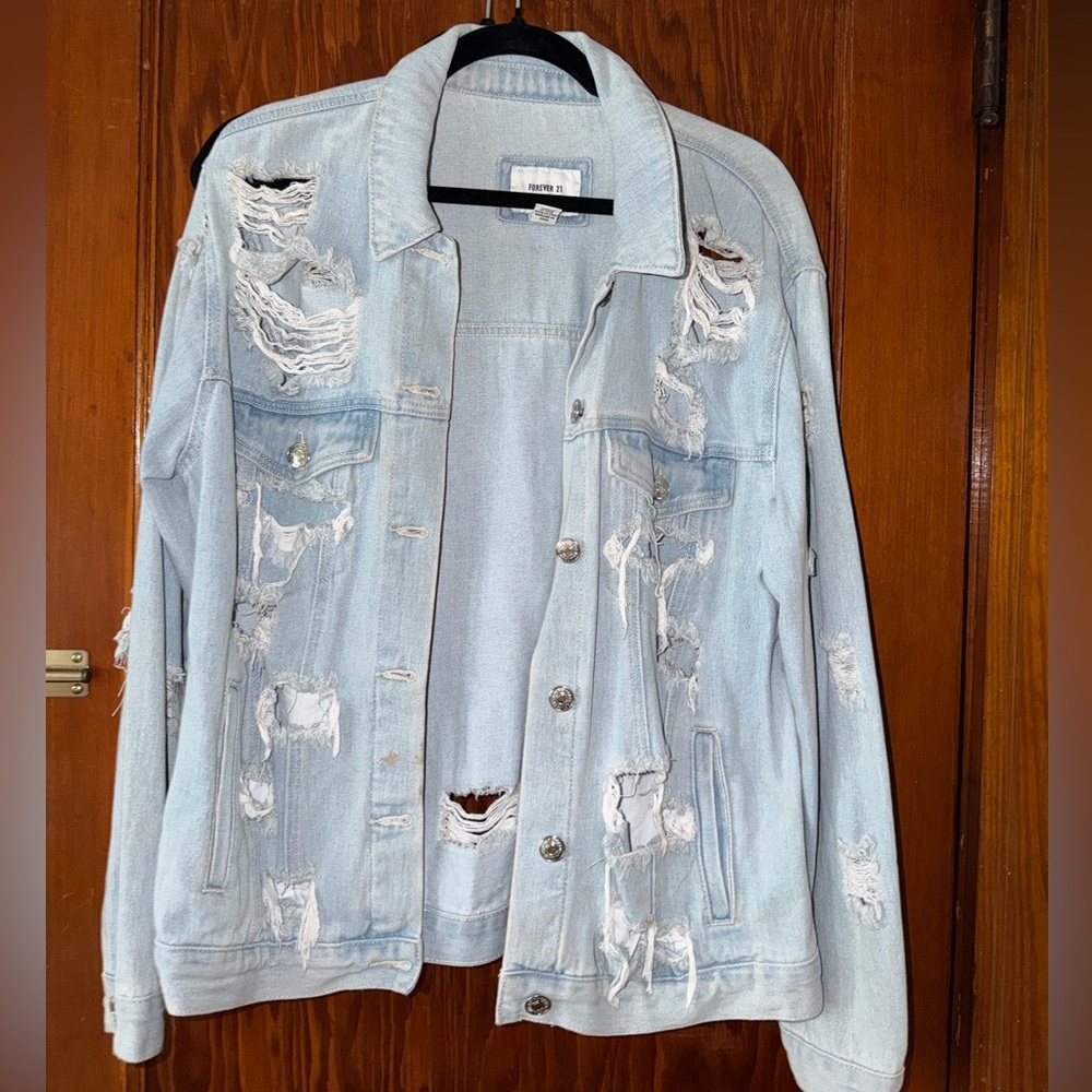 Distressed denim jacket